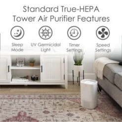 Crane True HEPA Air Purifier With UV Light For Rooms Up To 250 Sq. Ft. - White -Vornado || Honeywell || LG Shop 558852cd 6dd3 4b74 93a3 ba4a1fedbd87