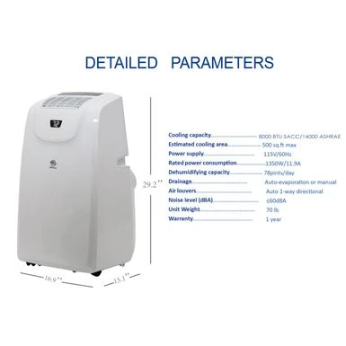 8000 BTU Portable Air Conditioner SACC 2 8000 BTU Portable Air Conditioner SACC - Image 2