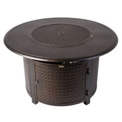 Fire Sense - Weyland Round Aluminum LPG Fire Pit - Antique Bronze