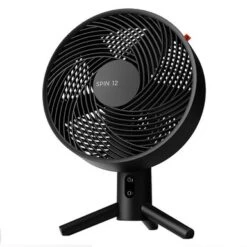 Sharper Image - SPIN 12 Oscillating Table Fan With Remote - Black