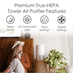 Crane True HEPA Air Purifier With UV Light For Rooms Up To 300 Sq. Ft. - White -Vornado || Honeywell || LG Shop d10df457 5e6e 4047 bfa8 69c683211007