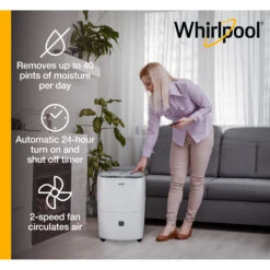 Whirlpool 40 Pint Dehumidifier -Vornado || Honeywell || LG Shop whad401cw ei5