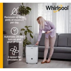 Whirlpool 50 Pint Dehumidifier With Pump -Vornado || Honeywell || LG Shop whad50pcw ei5